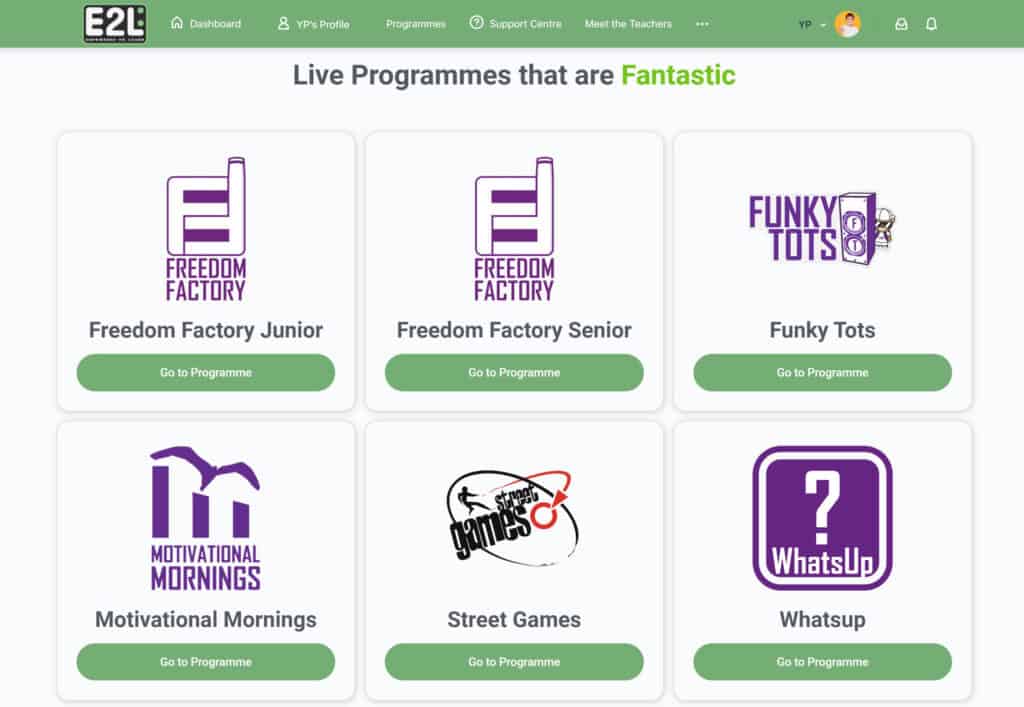 Programmes screenshot